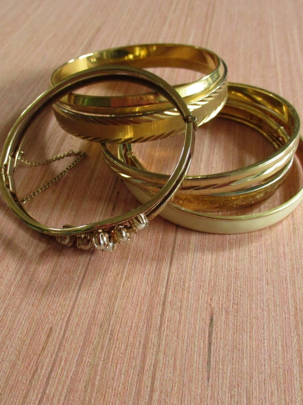 Vintage Bracelet Lot – Monet, Filigree, Faux Pearl, Gold & Cream